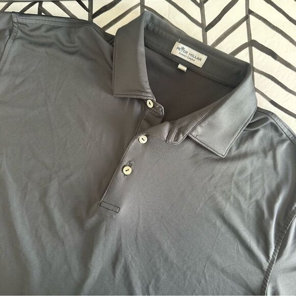 Peter Millar Size L Summer Comfort Gray Lightweight Polo Tee - Picture 1 of 5